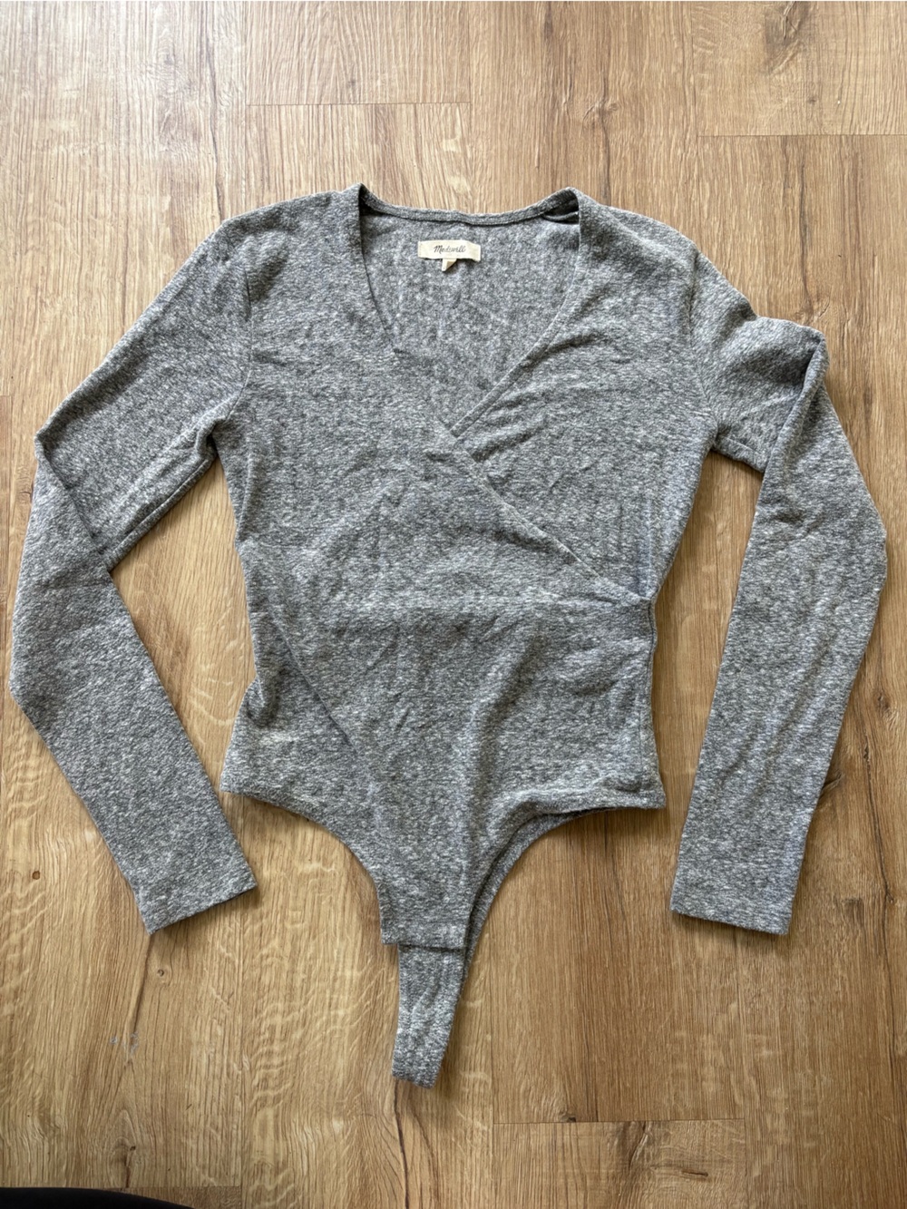 Madewell Gray Long-Sleeve V-Neck Bodysuit Sz Small